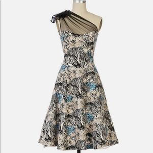 Anthropologie Into the Woods one shoulder dress 8